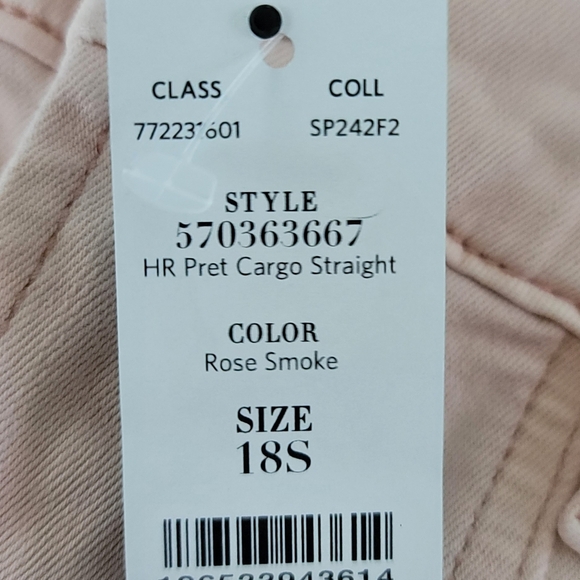 White House Black Market High-Rise Cargo Rose Smoke Straight Jeans 18S - Picture 8 of 11